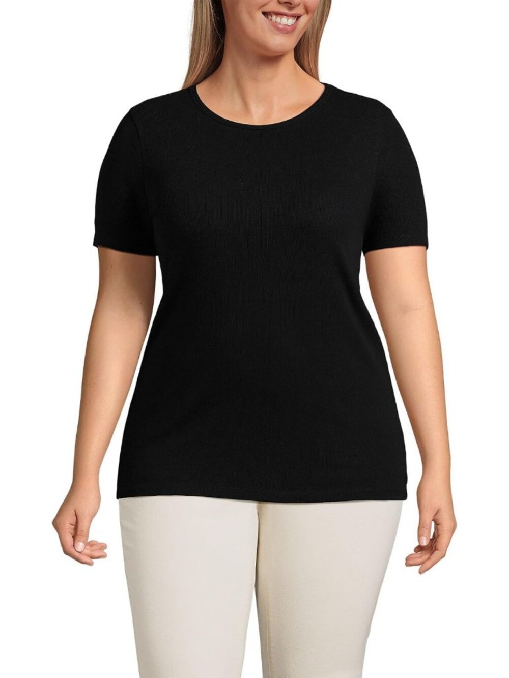 Women's Cotton Rib Knit T-Shirt - Soft, Comfortable, Casual Top for Everyday